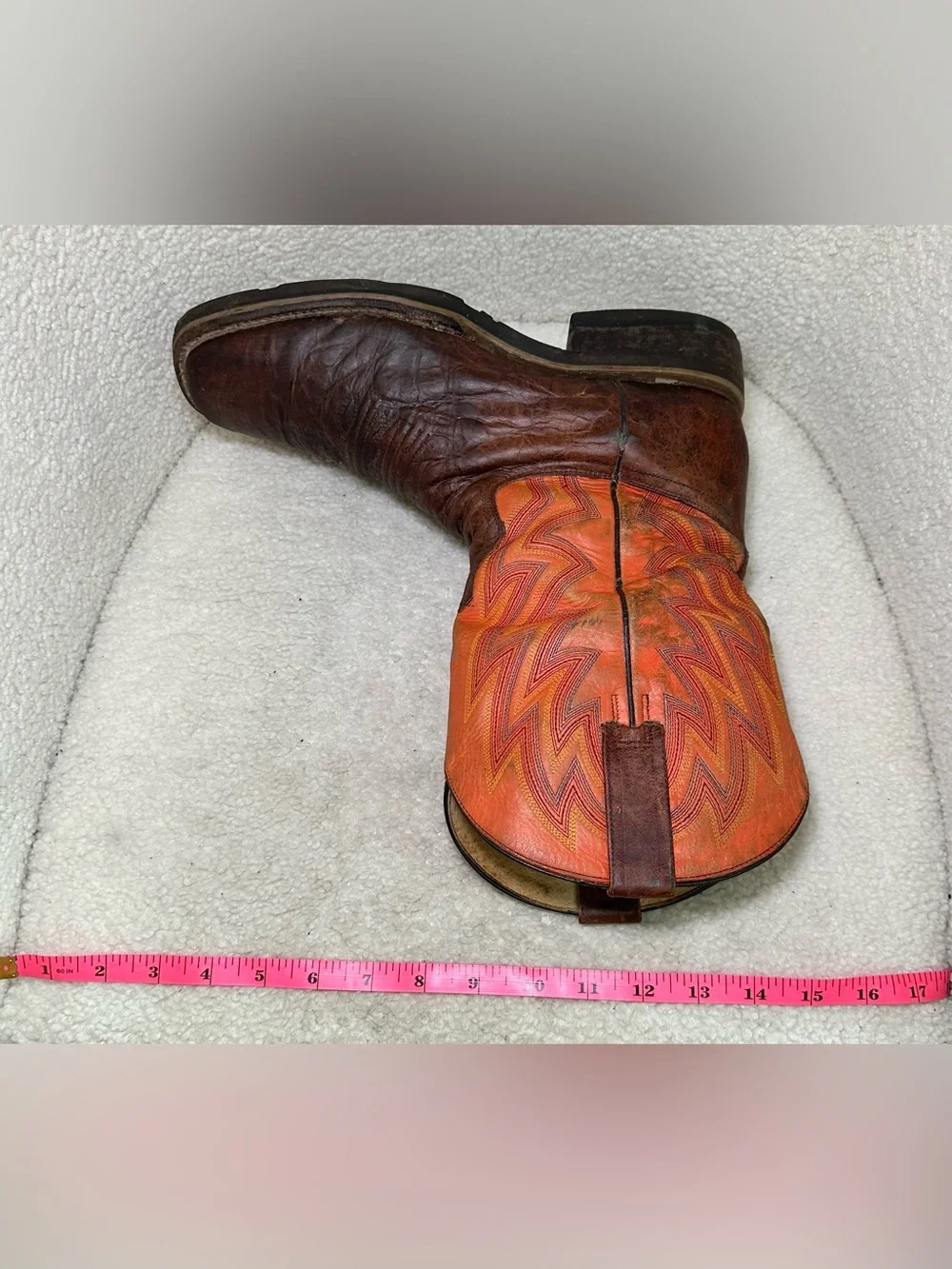 Vintage Roper Cowboy Boots Brown Leather Orange Western Handmade Western Boho 11